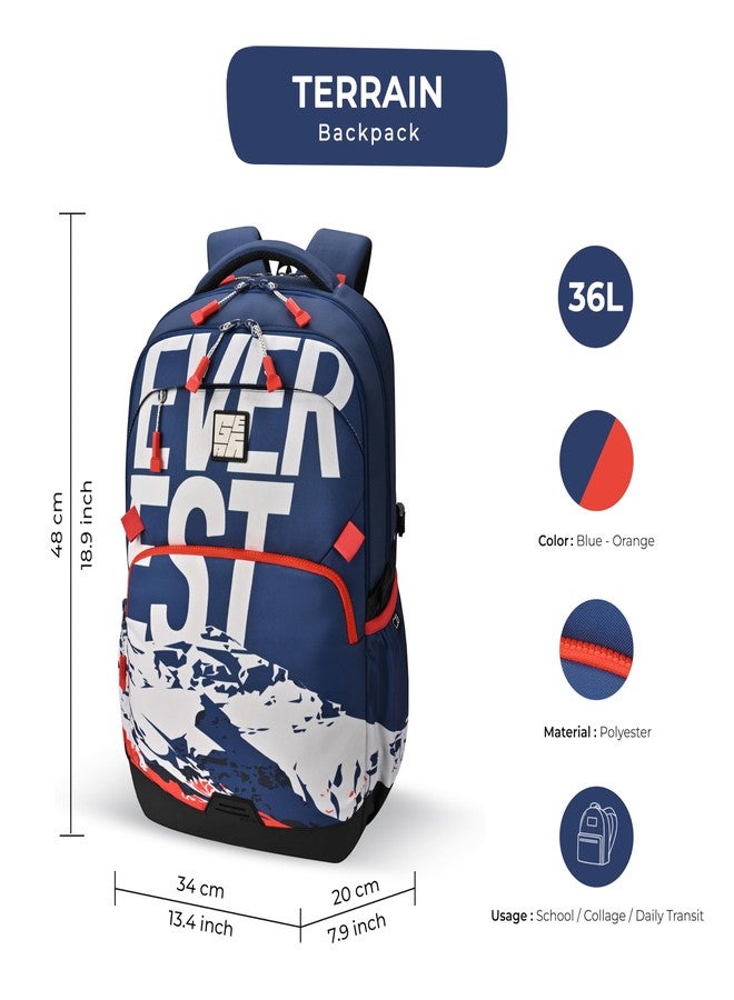 Gear Terrain Backpack 19"/36L Large Water Resistant School Bag/Casual Backpack/Daypack/Kids Bag for Boys/Girls (Blue-Red) - Image 2